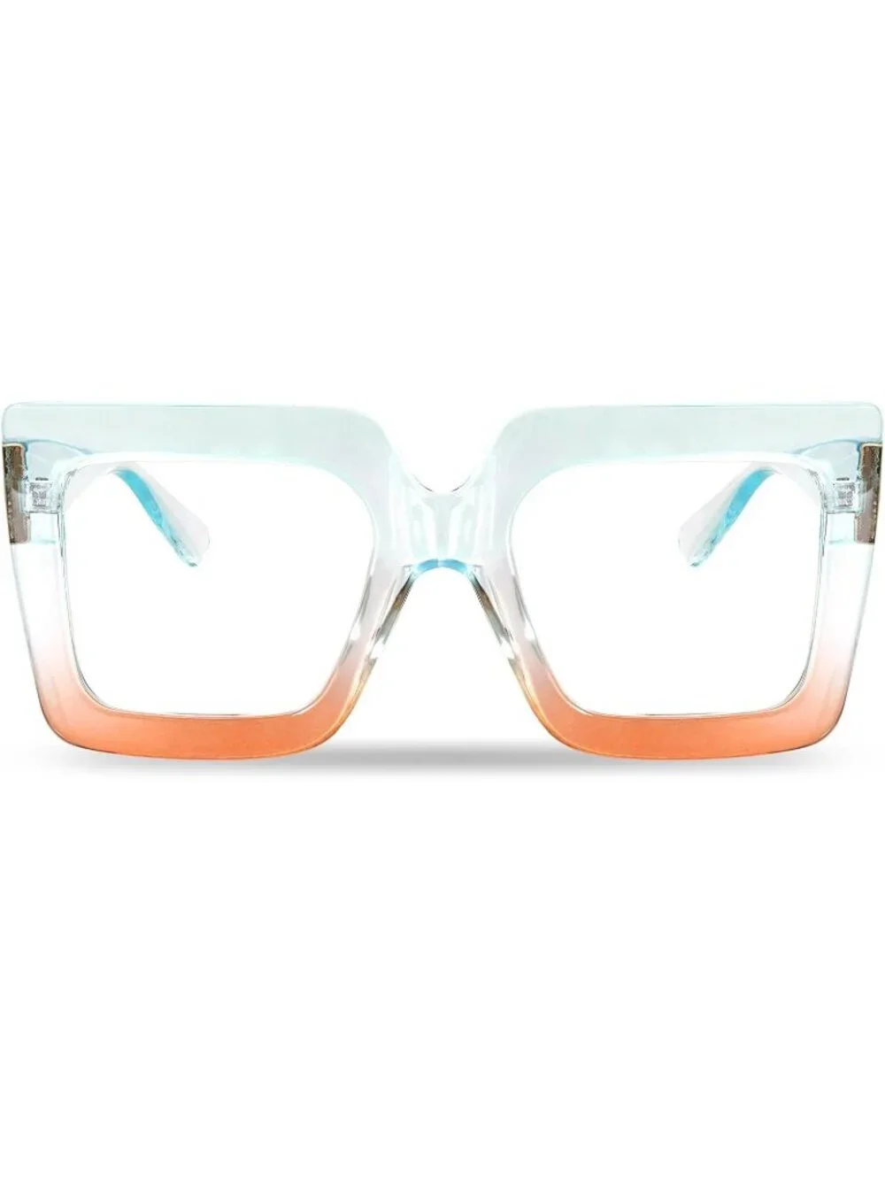 Women's Green Oversized Square Big Frame Computer Eyewear Thick Fashion Glasses